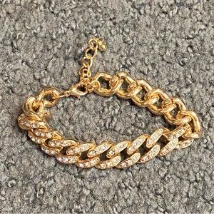 Gold Rhinestone Cuban Link Bracelet